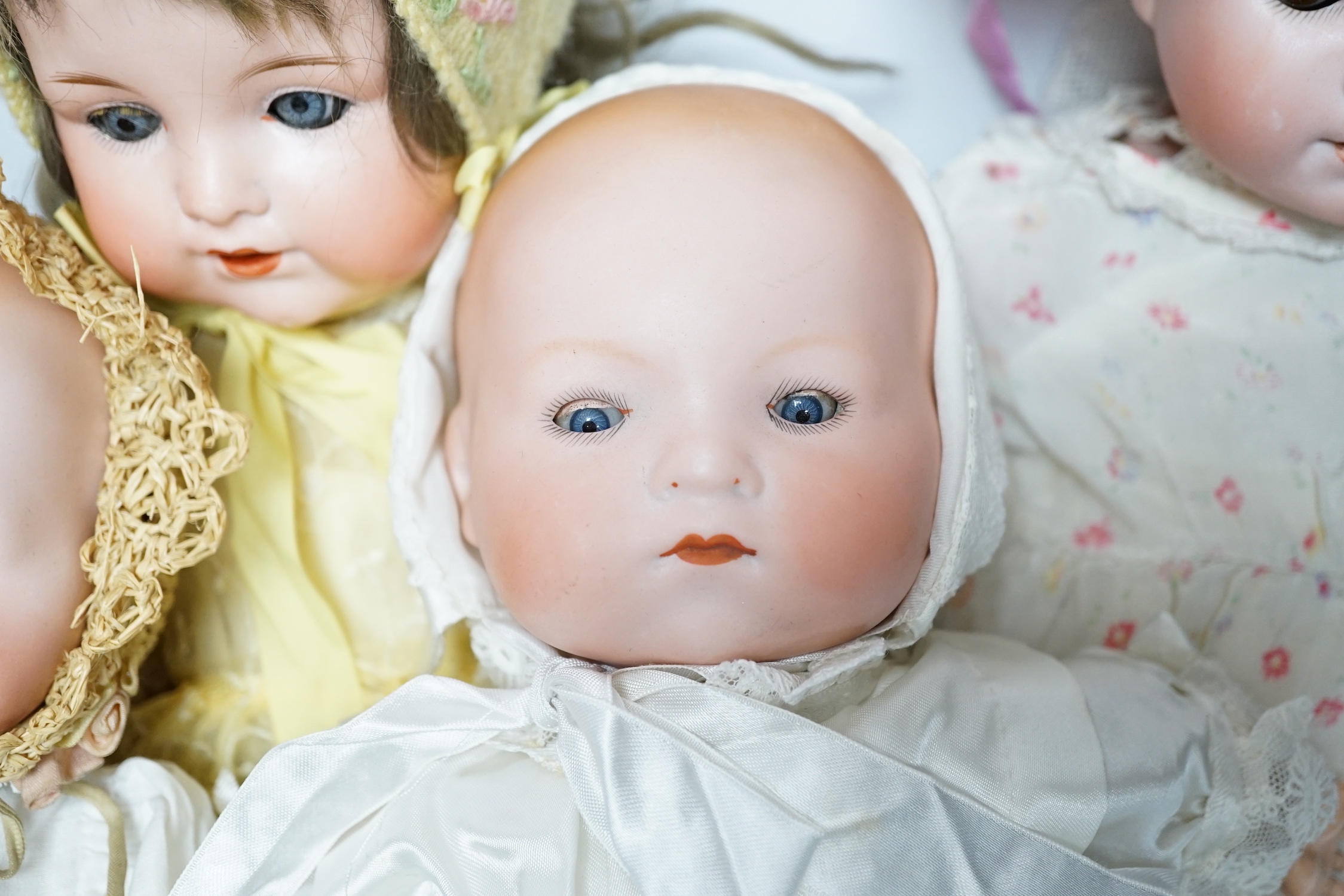 A Dream Baby AM341 closed mouth doll, 40cm, and a Dream Baby AM341 with celluloid hands, 40cm